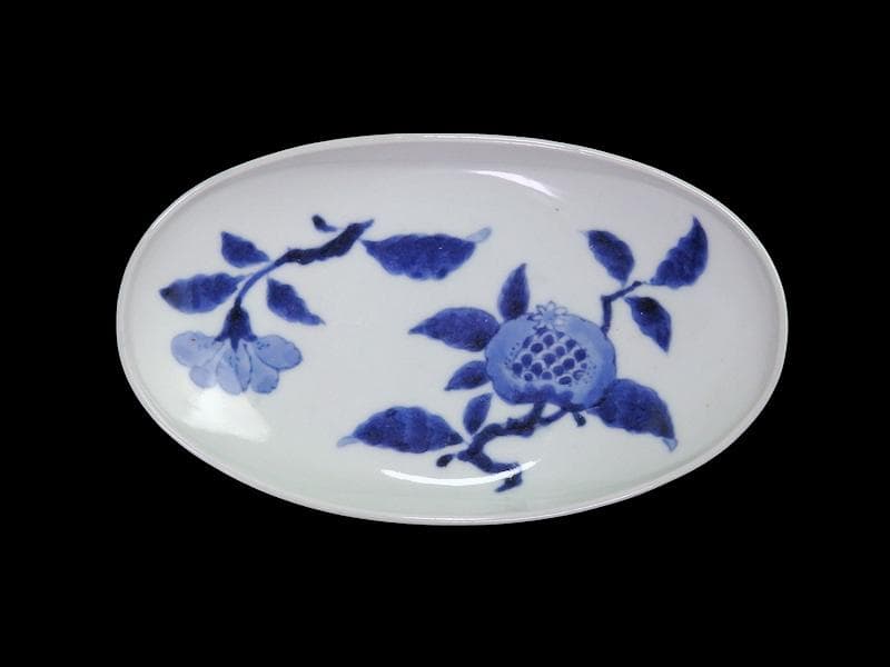 古伊万里　石榴に桜の図　舟形変形皿　AS-CVx