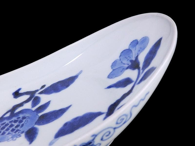 古伊万里　石榴に桜の図　舟形変形皿　AS-CVx