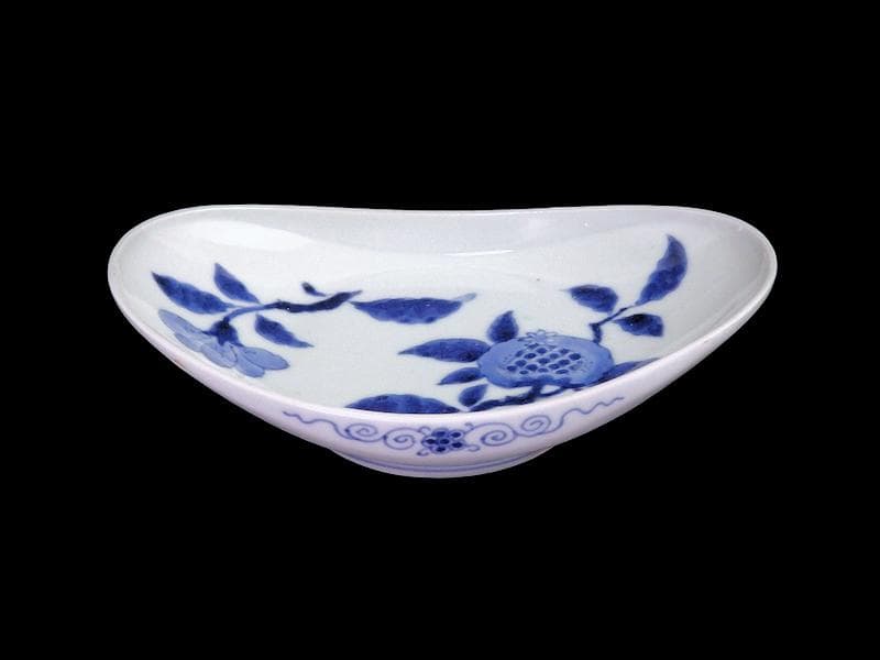 古伊万里　石榴に桜の図　舟形変形皿　AS-CVx