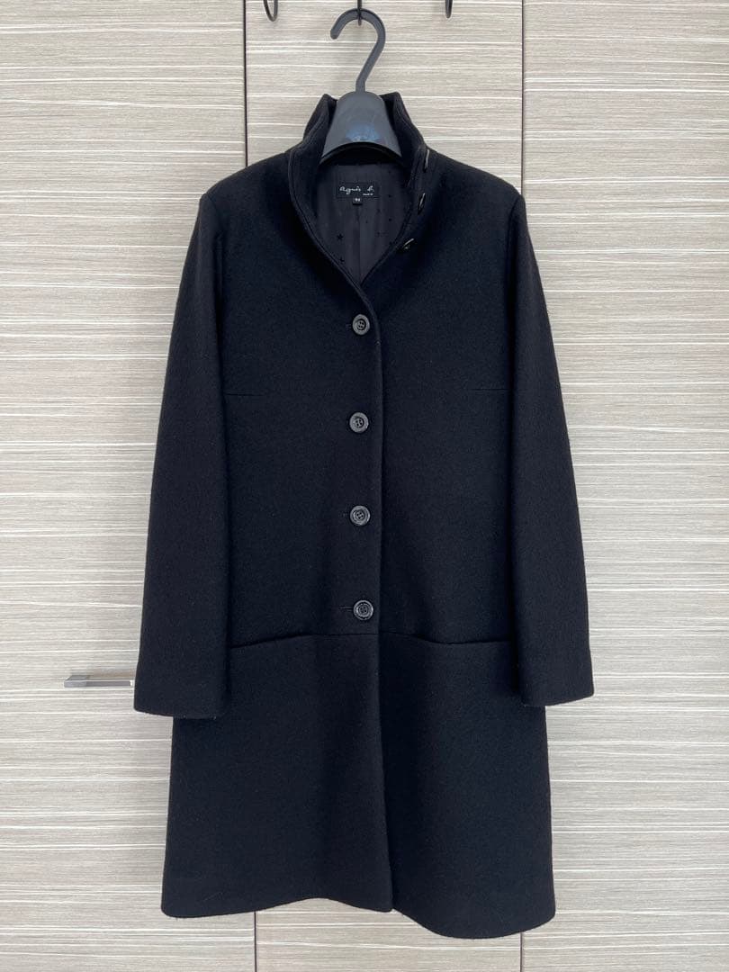 【美品】agnes b. (アニエスベー)ウールコート 黒 H174-JW63