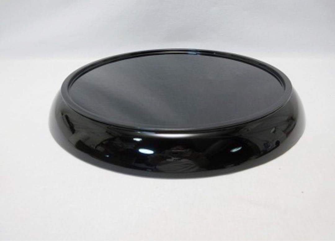 未使用 茶道具 黒塗 八卦盆 螺鈿細工 丸盆 青貝 元箱