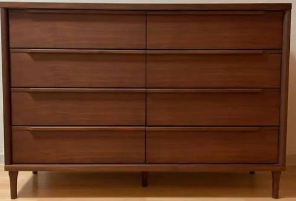 ウォルナット　木製チェスト　4段　引き出し ８個幅120cm　収納