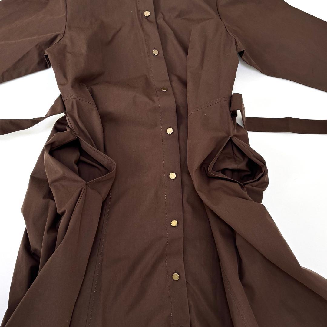 新品タグ付✨アンタイトル Oggi掲載 2WAYフレアシャツドレス ブラウン　S