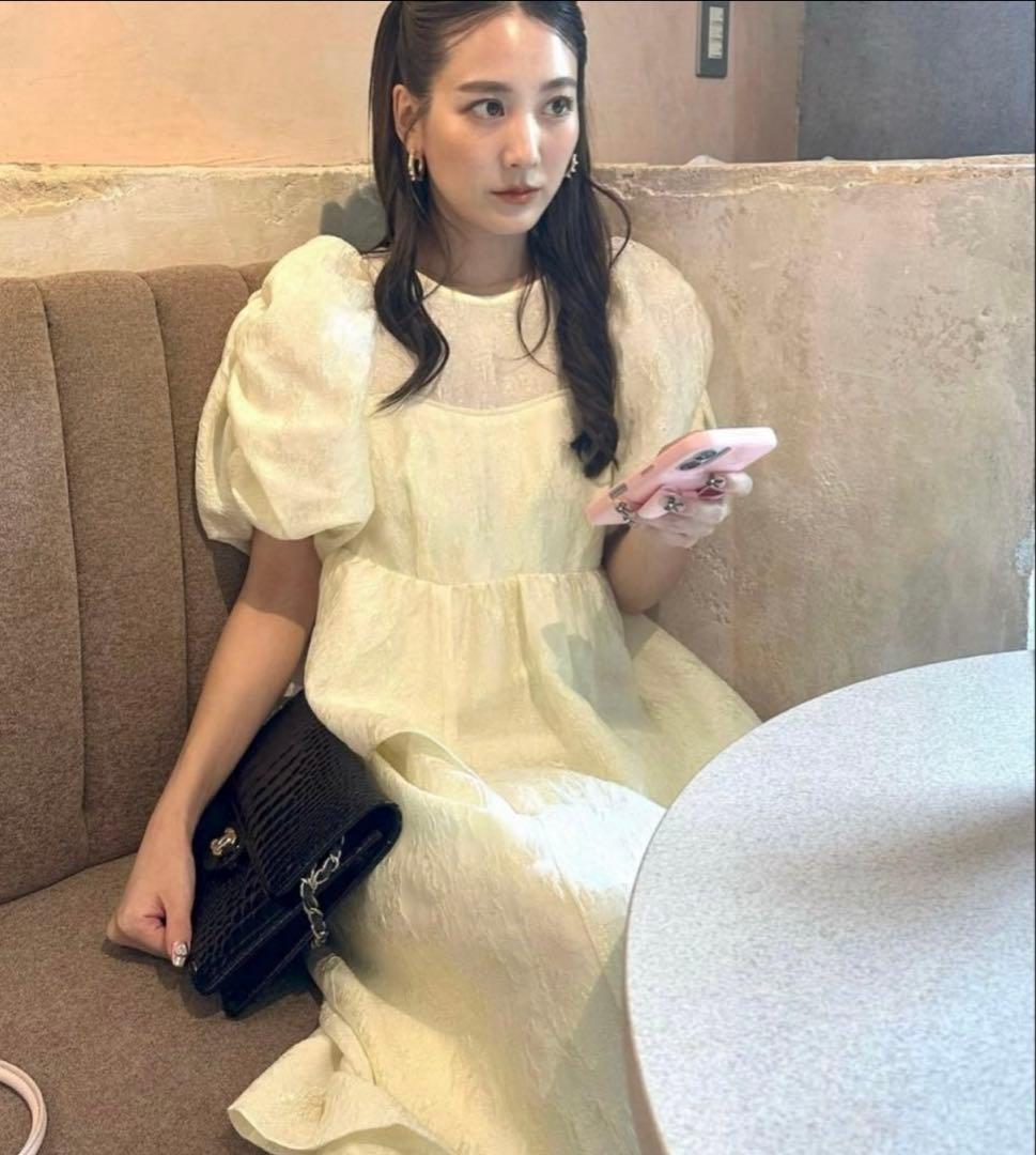 ワンピース bubble sleeve jacquard dress / andresd