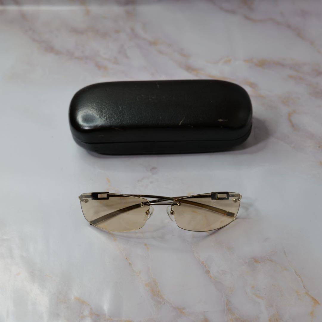 GUCCI グッチ ラインストーン Y2K リムレス サングラス ケース付き