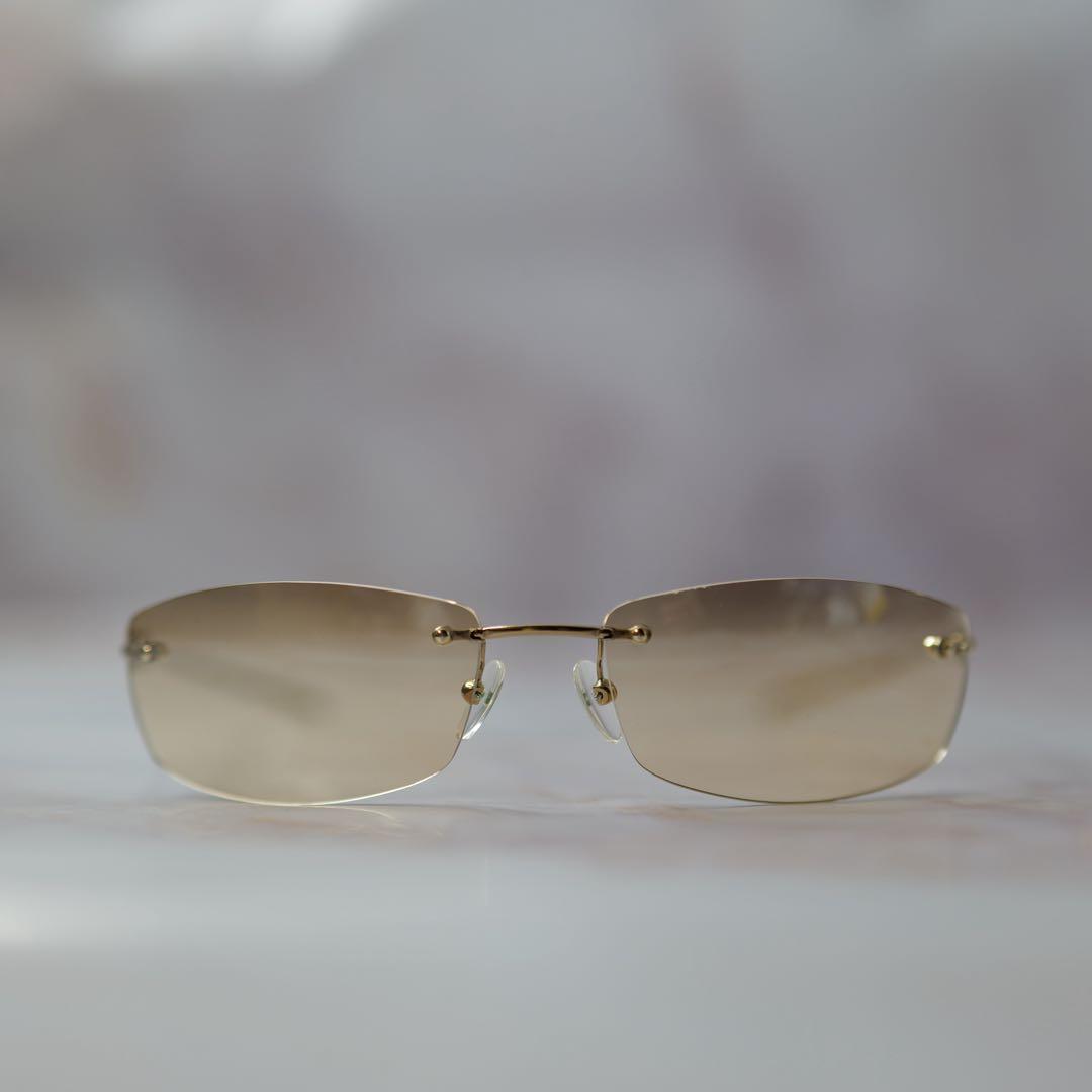 GUCCI グッチ ラインストーン Y2K リムレス サングラス ケース付き