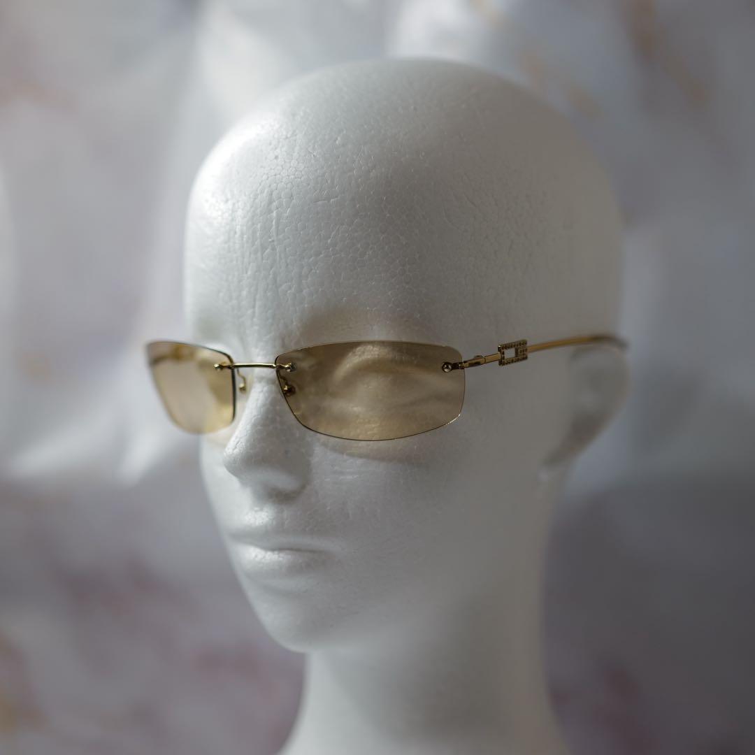 GUCCI グッチ ラインストーン Y2K リムレス サングラス ケース付き