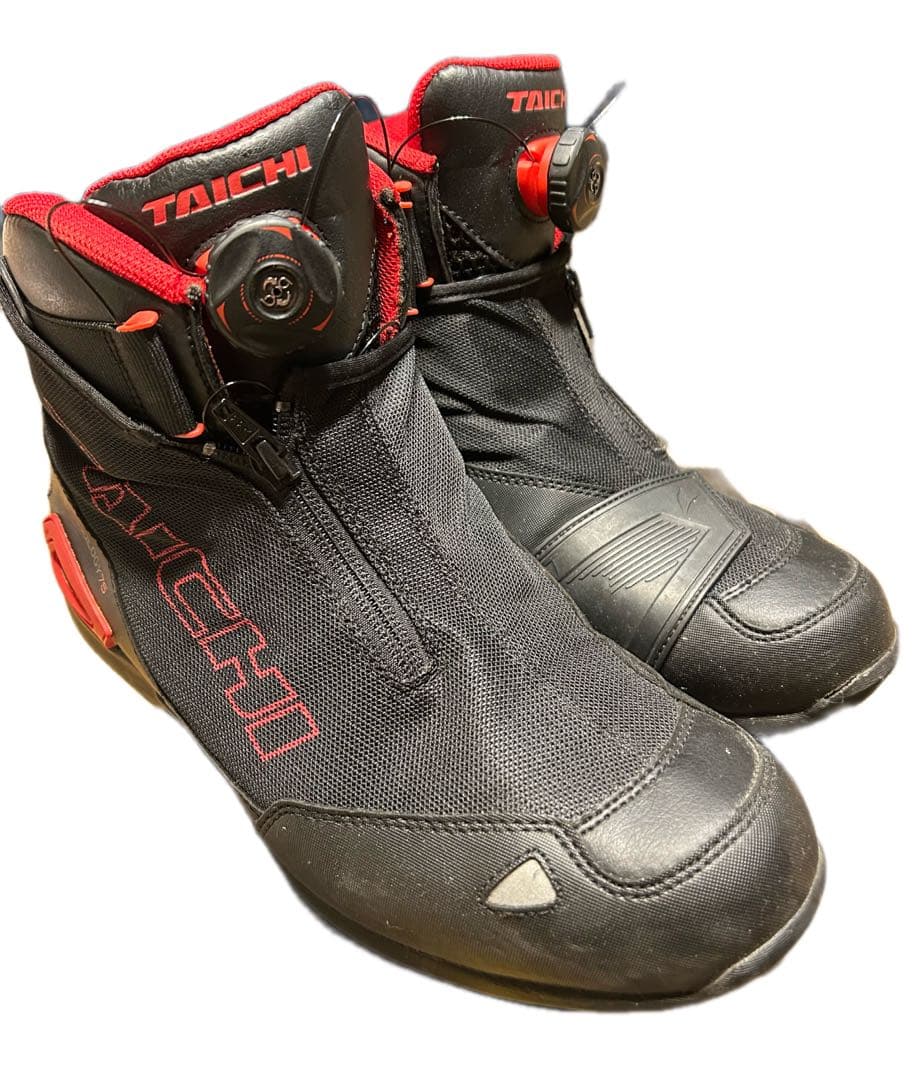 TAICHI バイク用靴 ブラック/レッド　ライディングシューズ　26cm