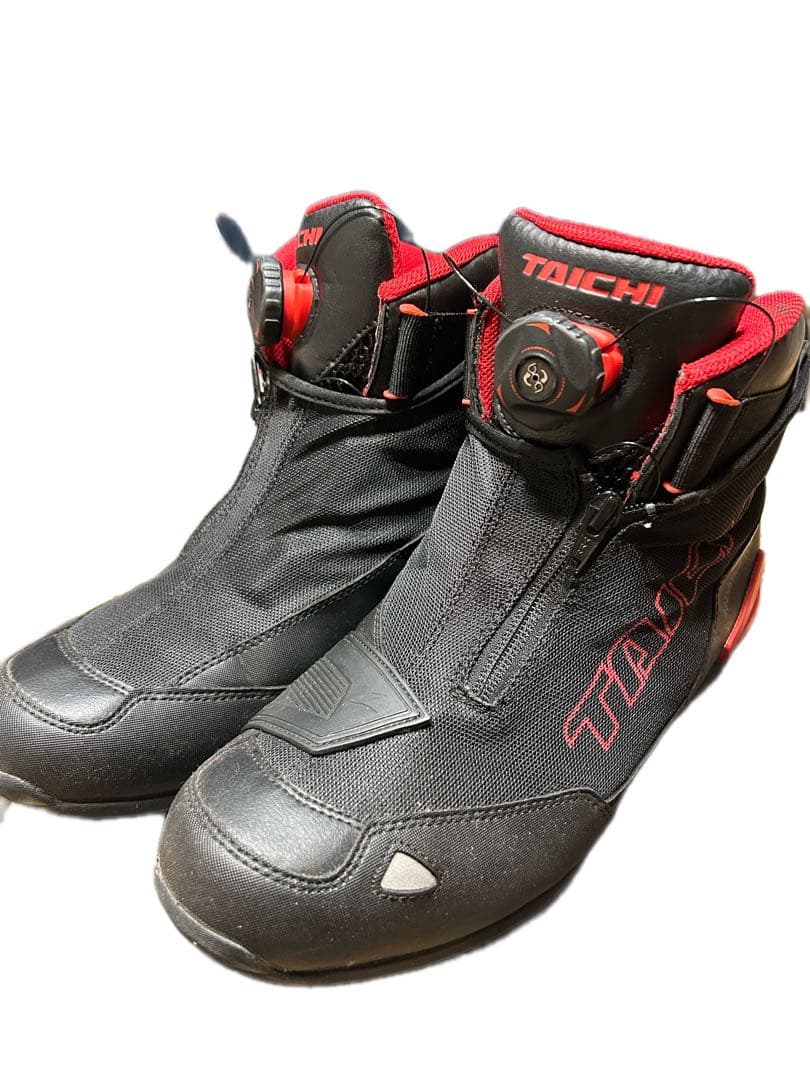 TAICHI バイク用靴 ブラック/レッド　ライディングシューズ　26cm