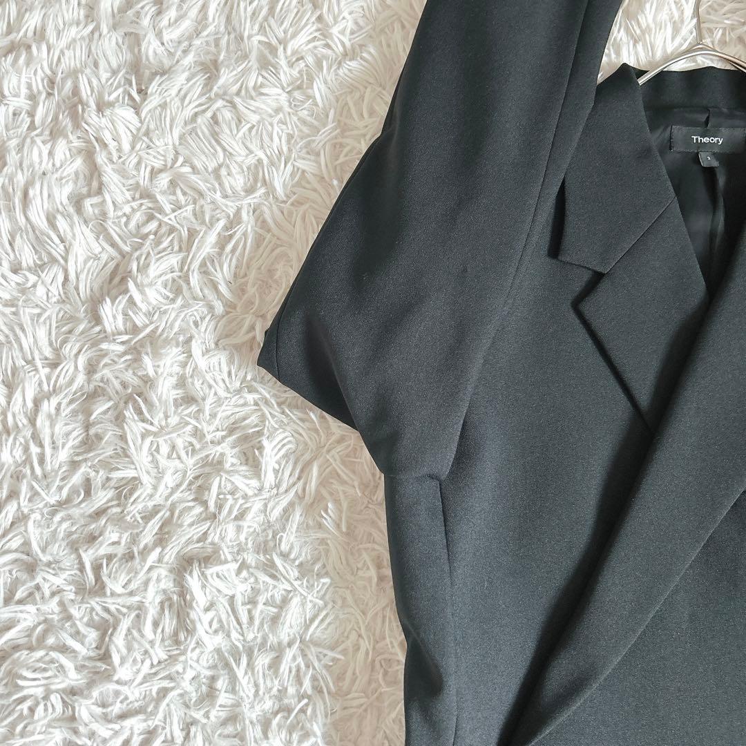 極美品⁂セオリー⁂オーバーラップジャケット　テーラード　ブラック　黒　M