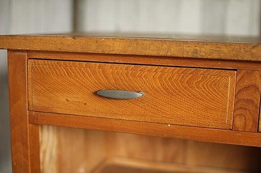 古い木製の机　引き出し2杯　作業台　ワークデスク　テーブル　古家具　アンティーク