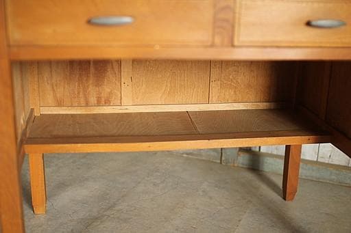 古い木製の机　引き出し2杯　作業台　ワークデスク　テーブル　古家具　アンティーク