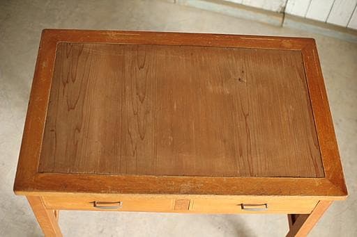 古い木製の机　引き出し2杯　作業台　ワークデスク　テーブル　古家具　アンティーク