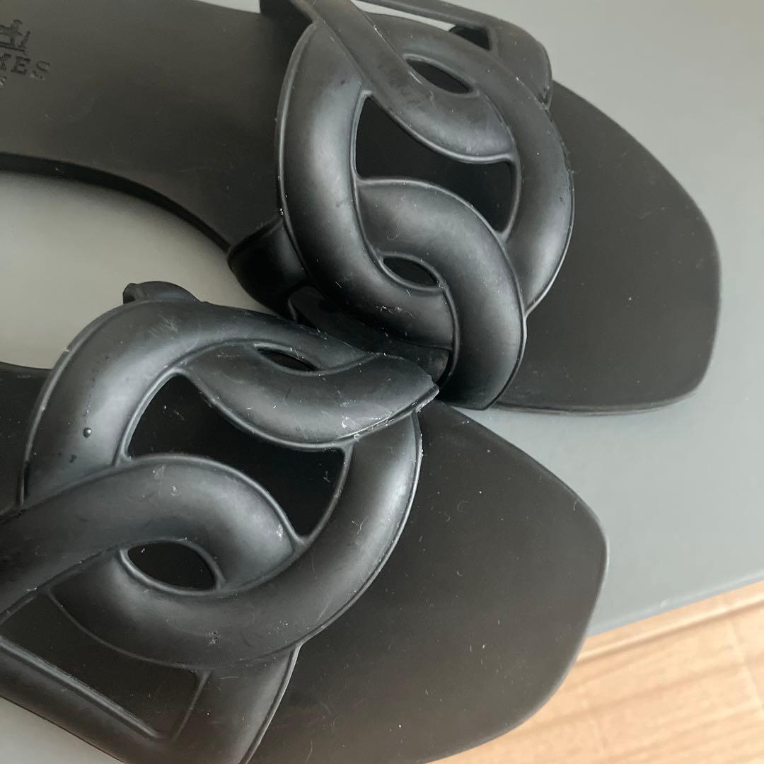 美品　エルメス　アロハ　タイプ　ラバーサンダル　ブラック　37 USED