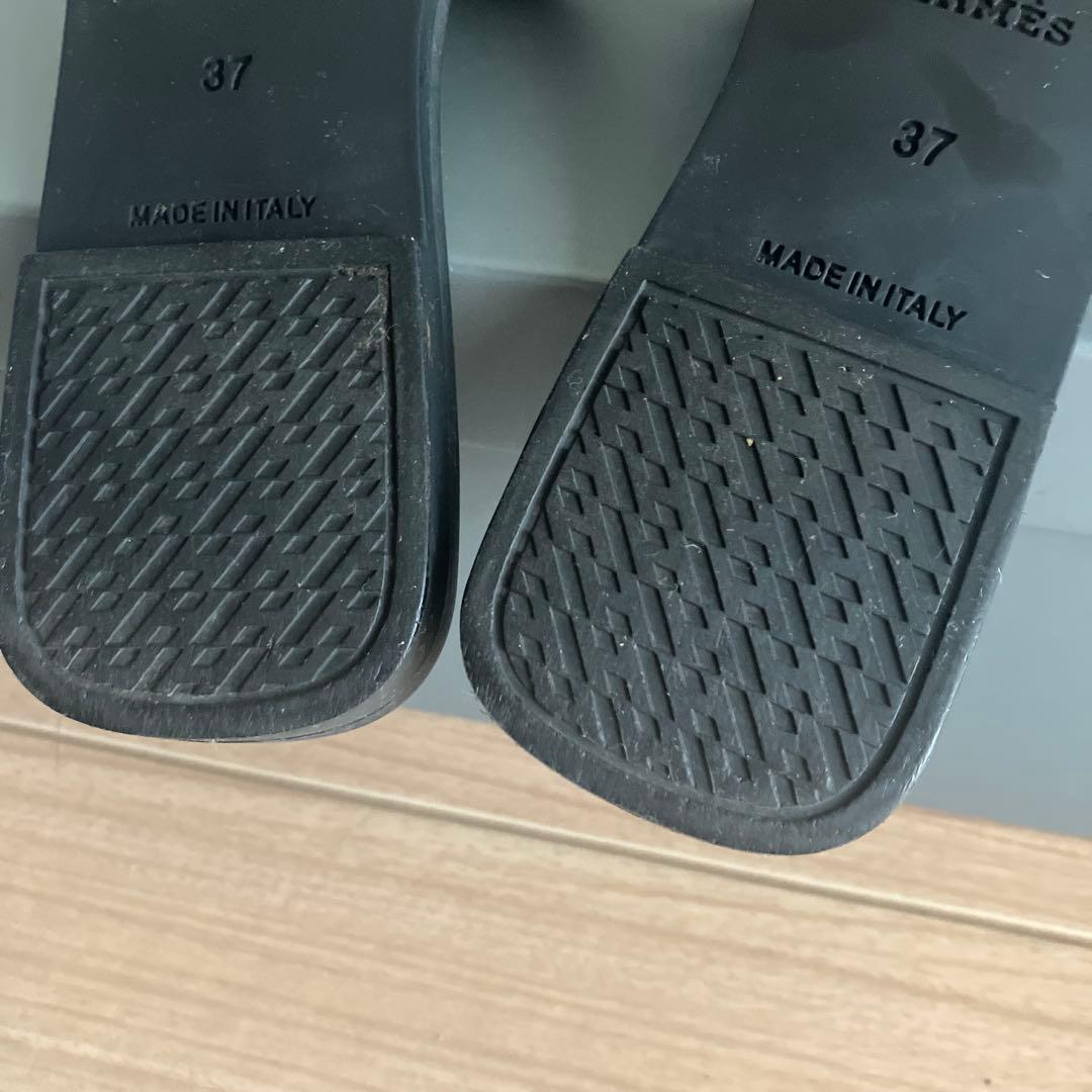 美品　エルメス　アロハ　タイプ　ラバーサンダル　ブラック　37 USED