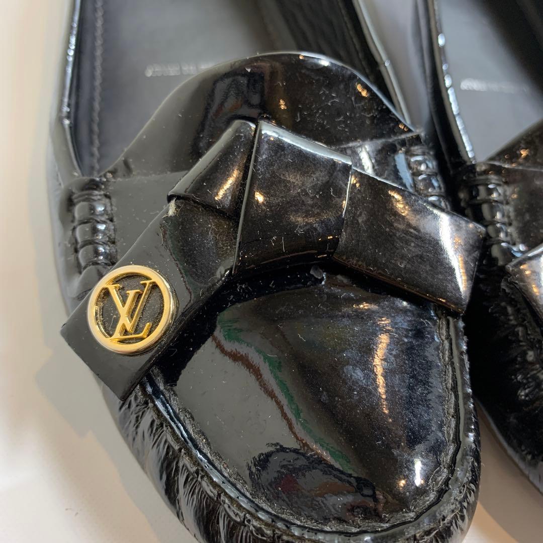 ルイヴィトン　サイズ表記「34」22センチ　ブラックエナメルローファー