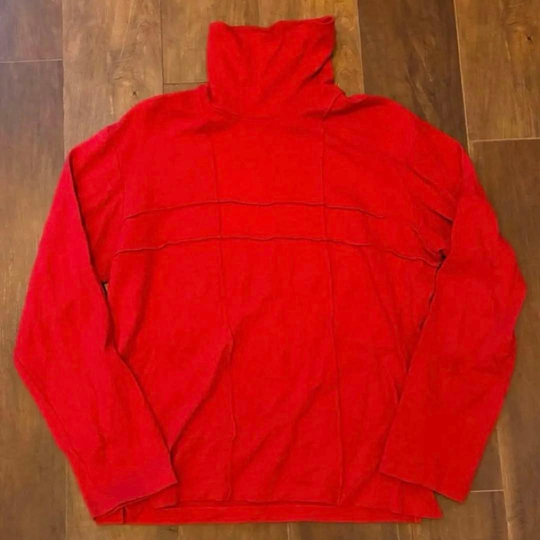 90s y's for men 茶タグ 赤タートルネックニット 古着