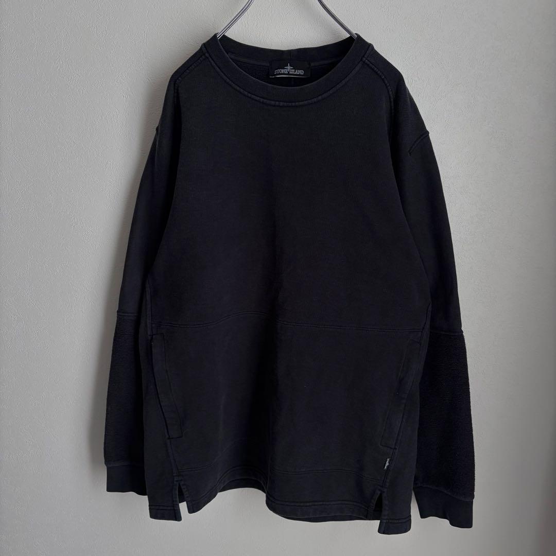 【美品✨Lサイズ】ストーンアイランド　トレーナー　ドッキング　黒　真贋済み