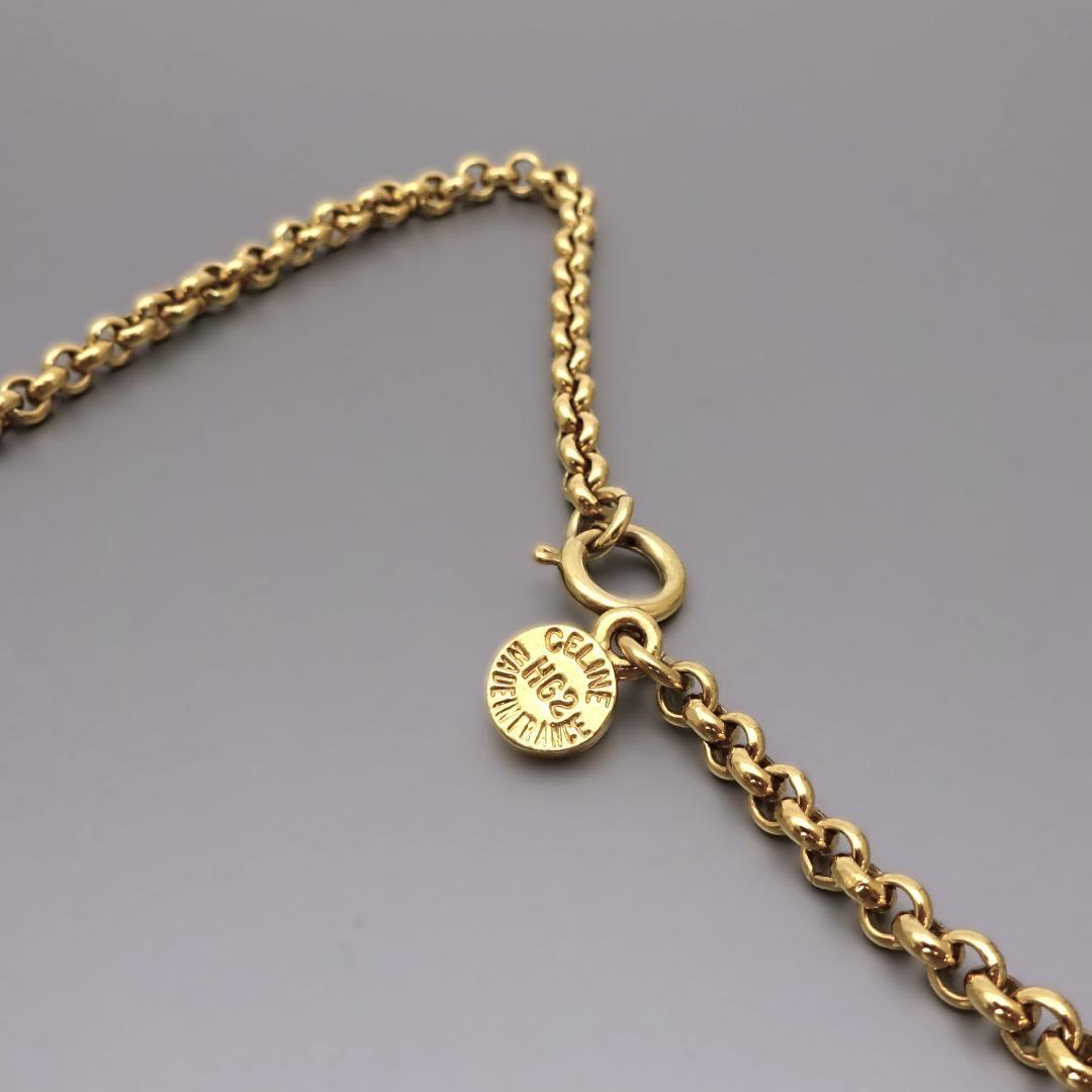 本物良品 ■セリーヌ■サークル ハート CELINE ロゴ ネックレス ゴールド