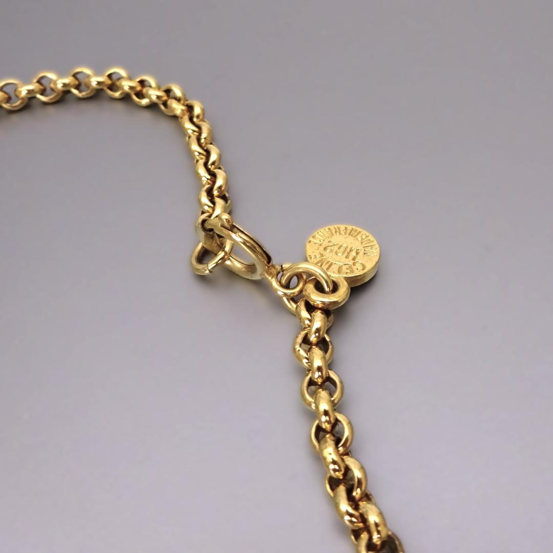 本物良品 ■セリーヌ■サークル ハート CELINE ロゴ ネックレス ゴールド