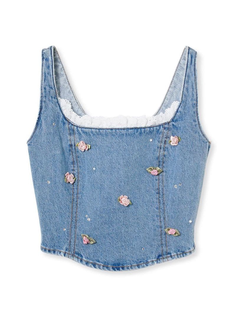 [L.B CANDY STOCK]バリエーションビジューデニムビスチェ