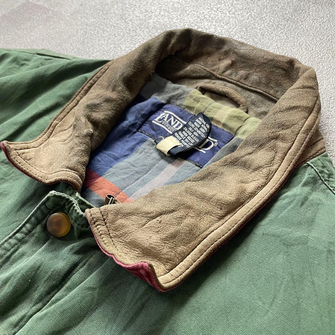 90s LANDS’END Leather Collar Hunting XL