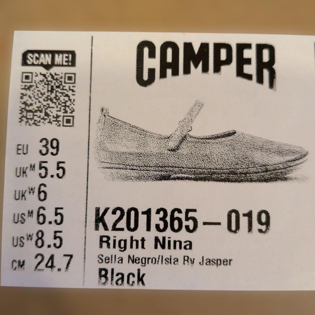CAMPER フラットシューズ K201365-019 ブラック EU39