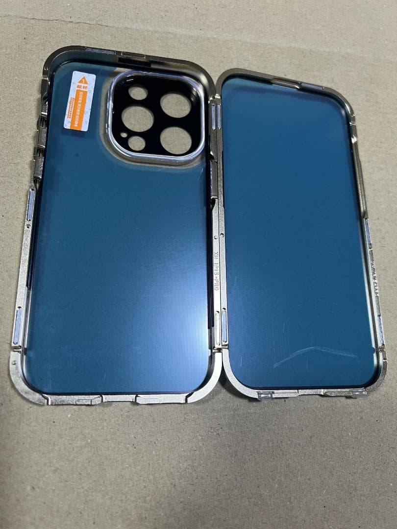 iPhone15pro カメラ保護両面クリアケース　ゴールド　スマホケース