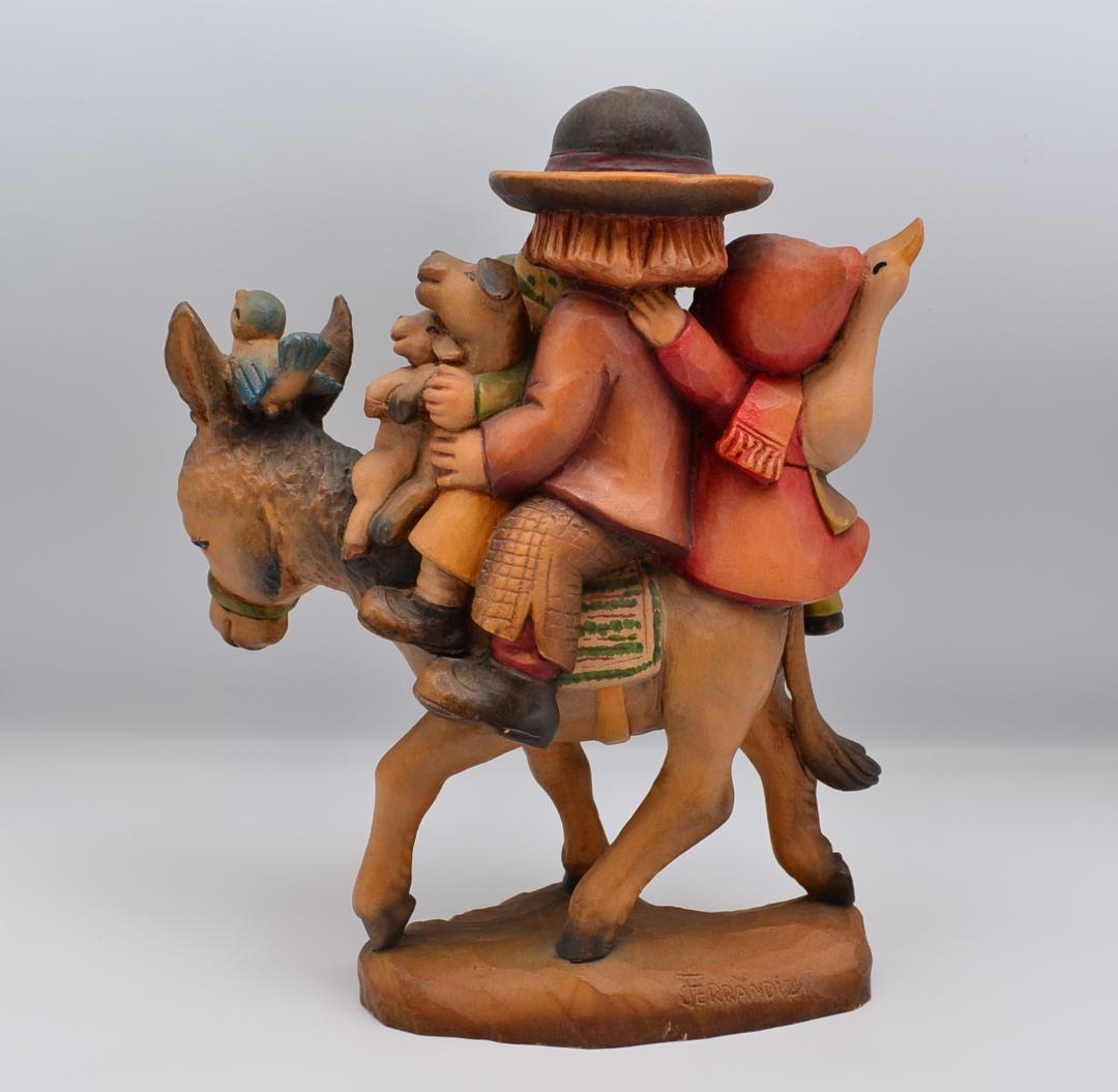 雨の中を走る　ANRI　サラケイ　木彫り人形　イタリア　高さ26ｃｍ　レア