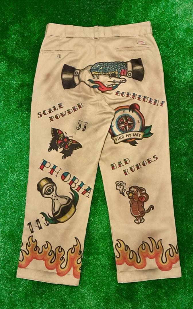 Used チノパン アメトラ タトゥー tattoo メモリアル ハンドペイント