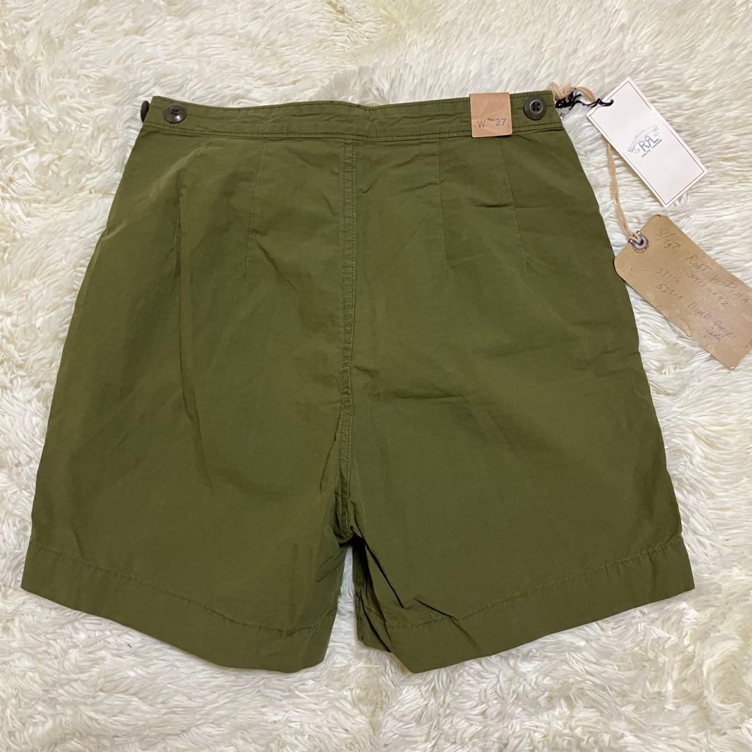 未使用　ダブルアールエル　ドラゴン　刺繍　ロゴ　カーキ　ハーフ