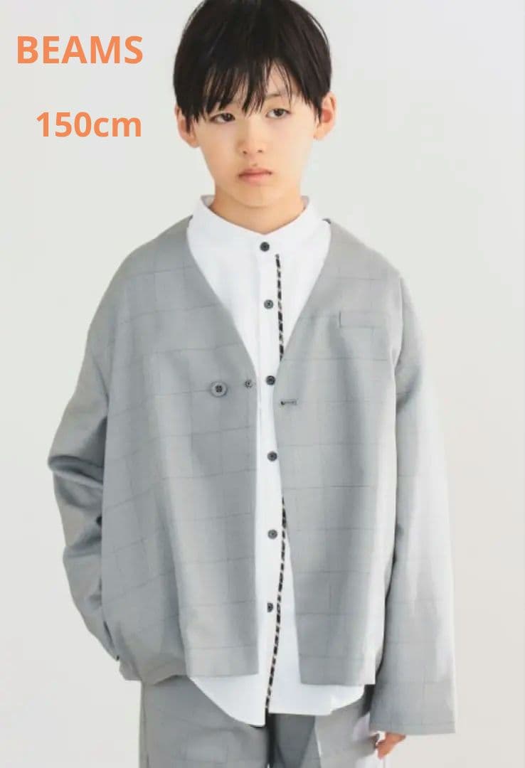 miel_cherin　グレー フォーマルスーツ ノーカラーシャツ　150