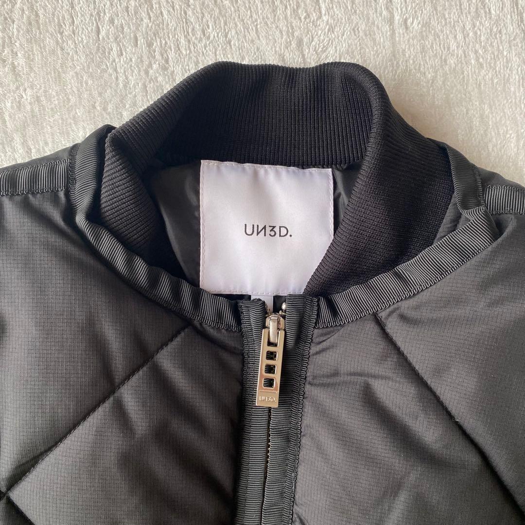 【美品】UN3D. アンスリード レイヤードキルティングブルゾン　36 ブラック