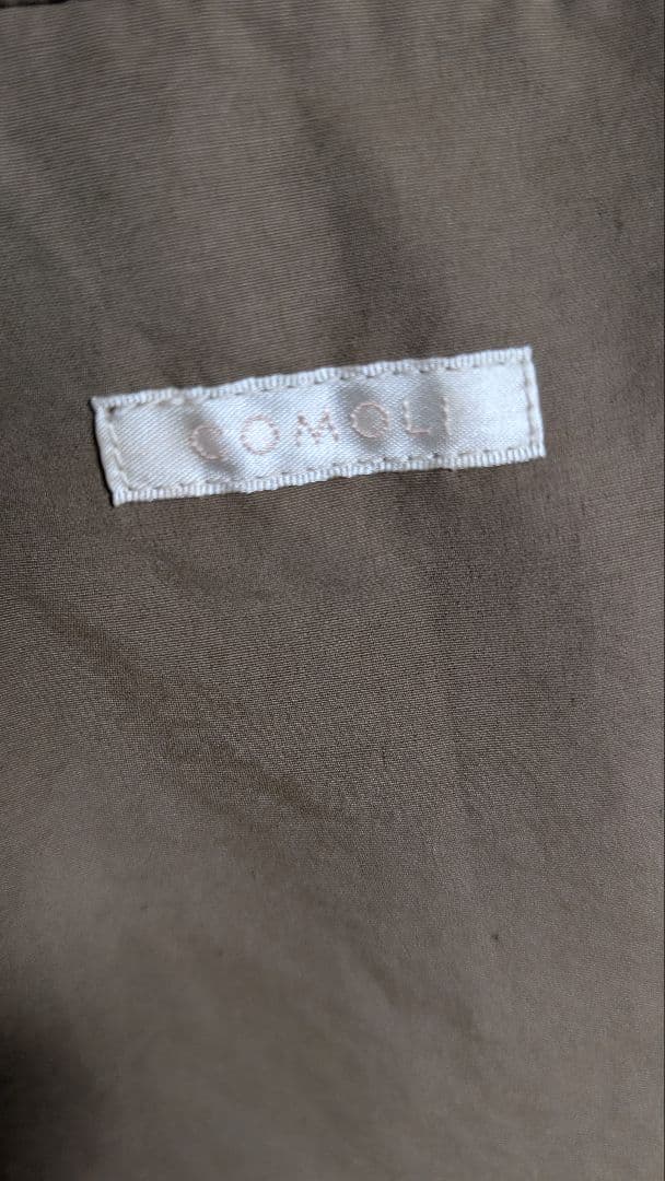 COMOLI コットンナイロンフーデッドコート/モッズコート/BEG/美品。
