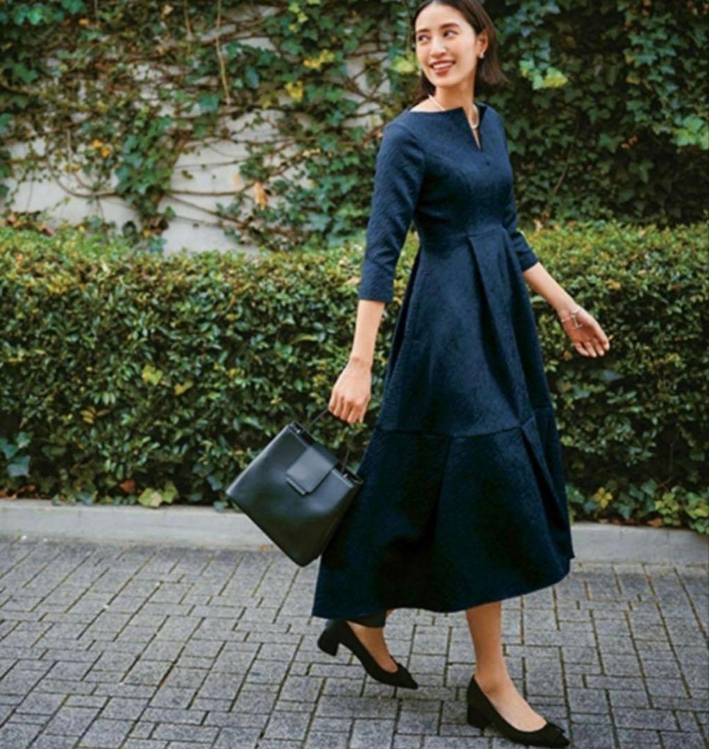 ワンピース LAUBE BLANC Keyneck Jacquard Dress S