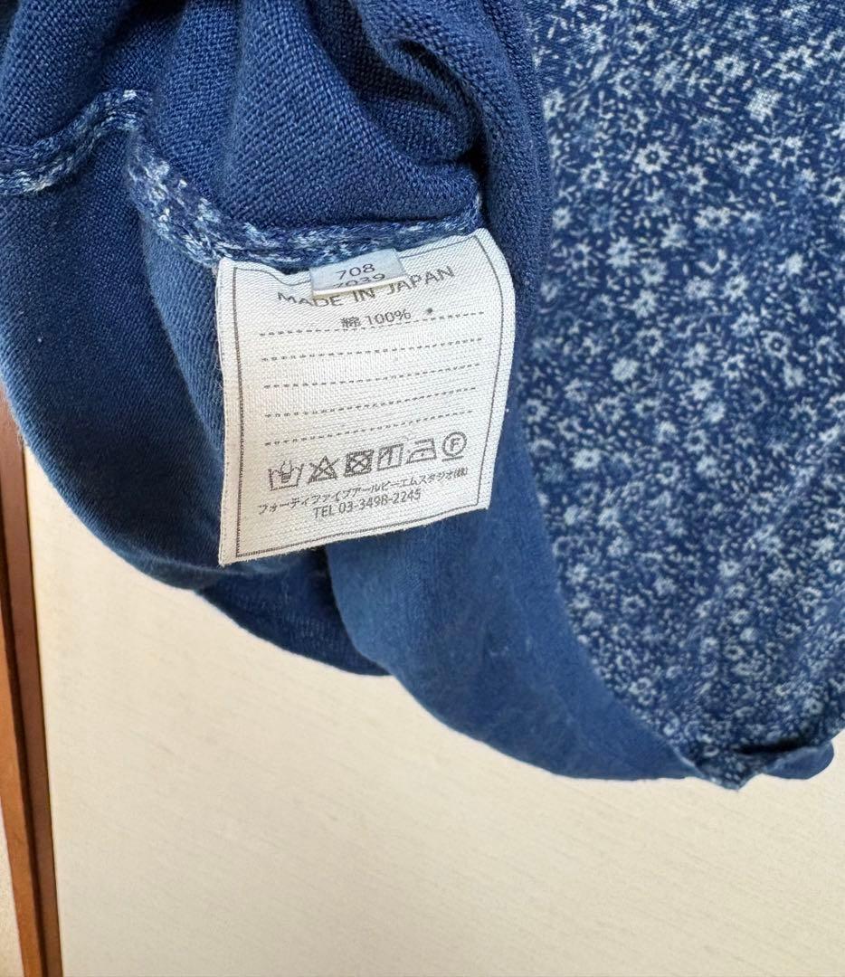 45R フラワープリント　ブルー　コットン　ニット　ベスト