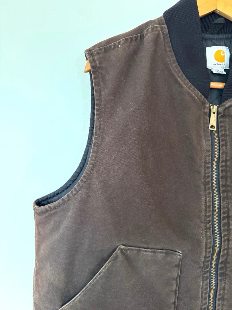 【大人気】良品 カーハート ダックベスト XL ダークブラウン ヴィンテージ