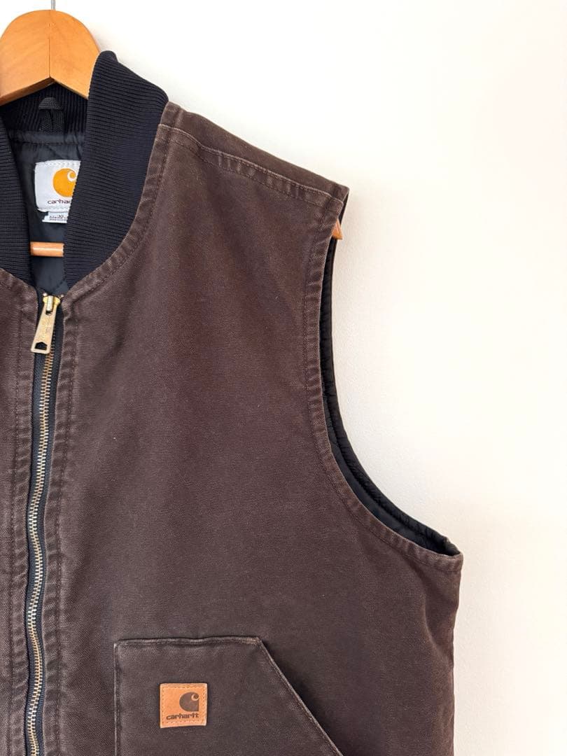 【大人気】良品 カーハート ダックベスト XL ダークブラウン ヴィンテージ