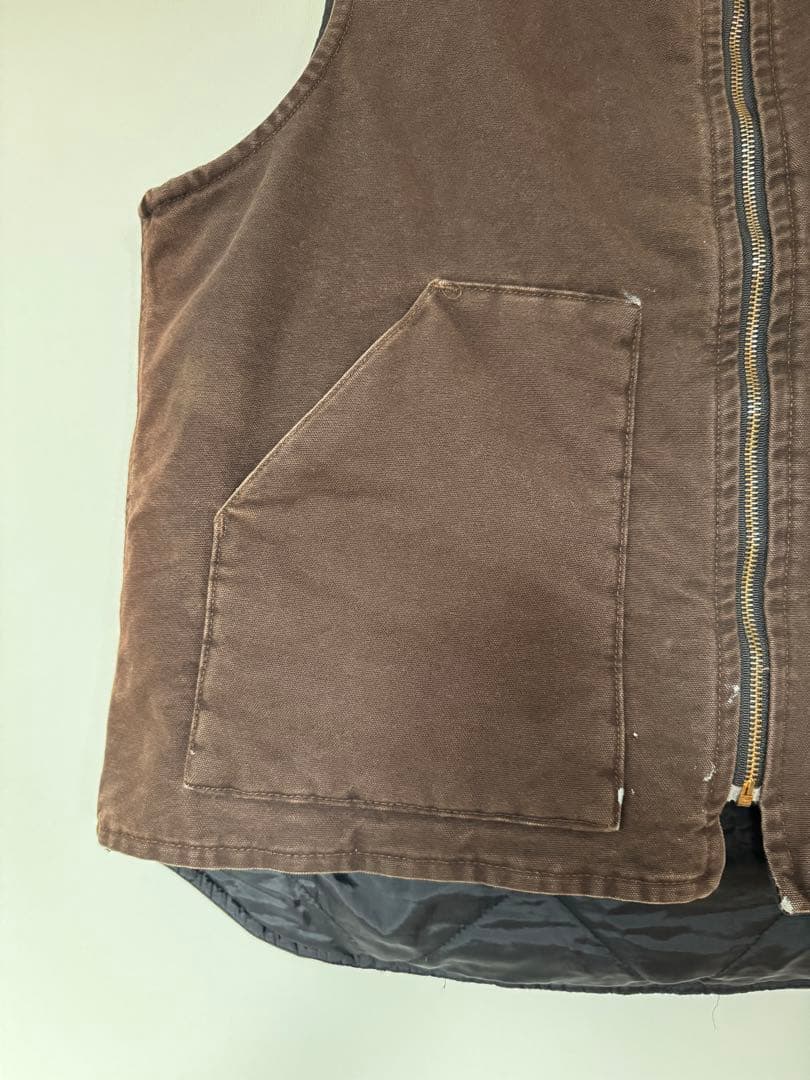【大人気】良品 カーハート ダックベスト XL ダークブラウン ヴィンテージ
