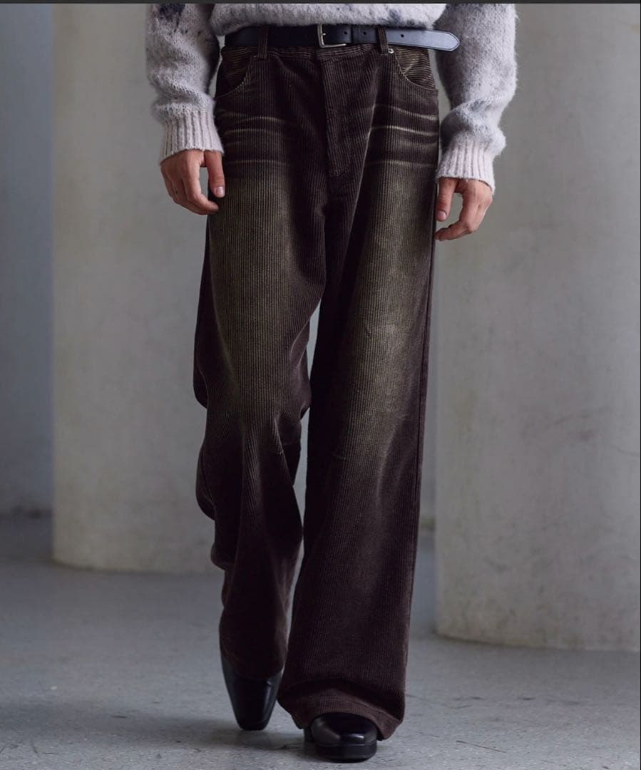【CLEL】アンティークデザイン コーデュロイスラックスパンツ　ブラウンS