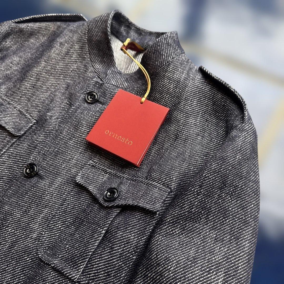 ernestoエルネスト　リネンデニム極厚　スタンドカラージャケット52新品