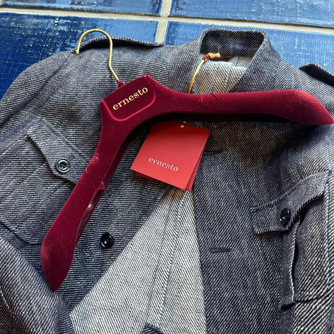 ernestoエルネスト　リネンデニム極厚　スタンドカラージャケット52新品