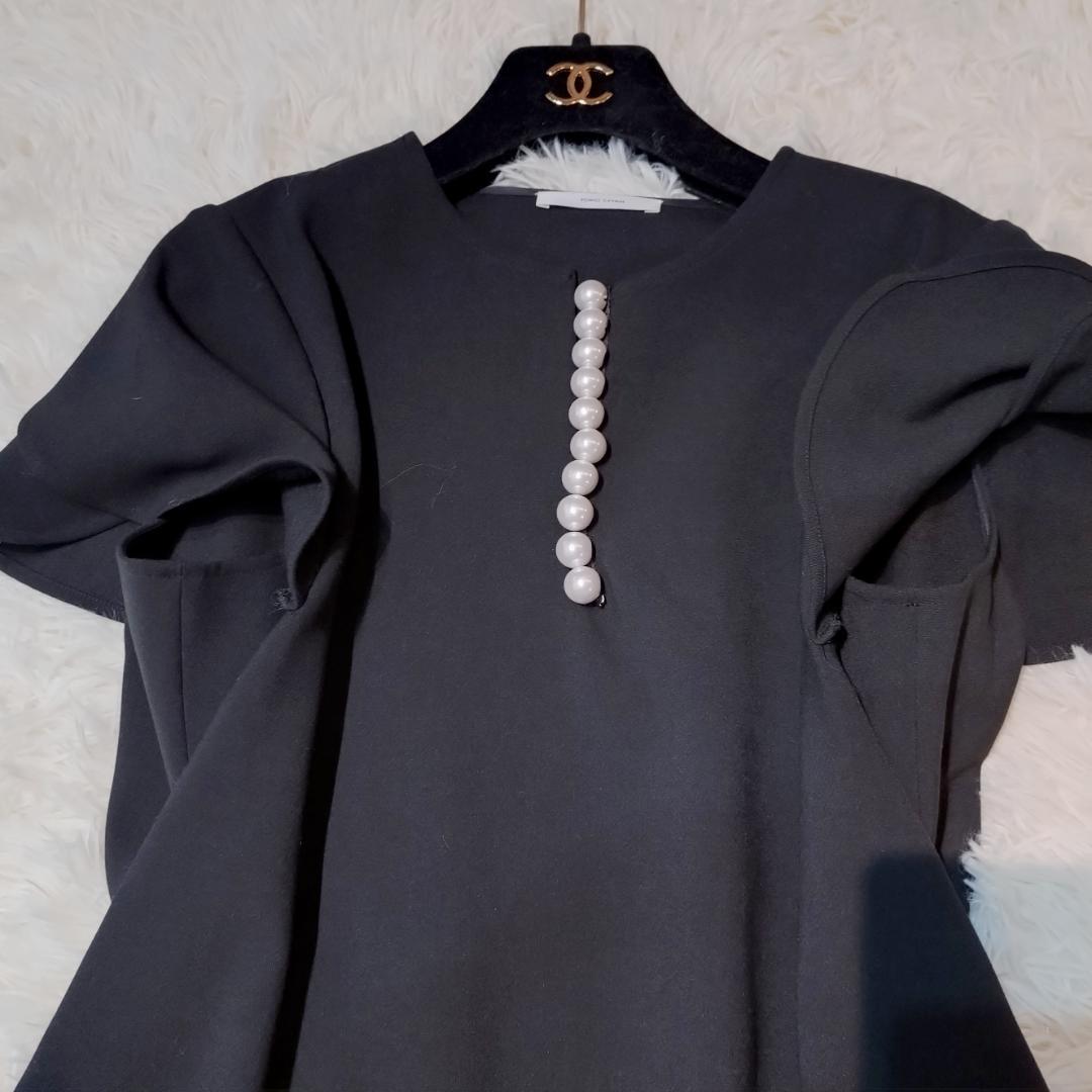 美品✨　ヨーコチャン YCD-620-645 38 ブラック パール ドレス