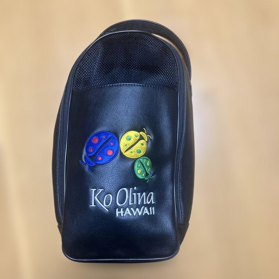 ハワイコオリナKo Olina ゴルフ 黒 てんとう虫刺繍　靴入れ