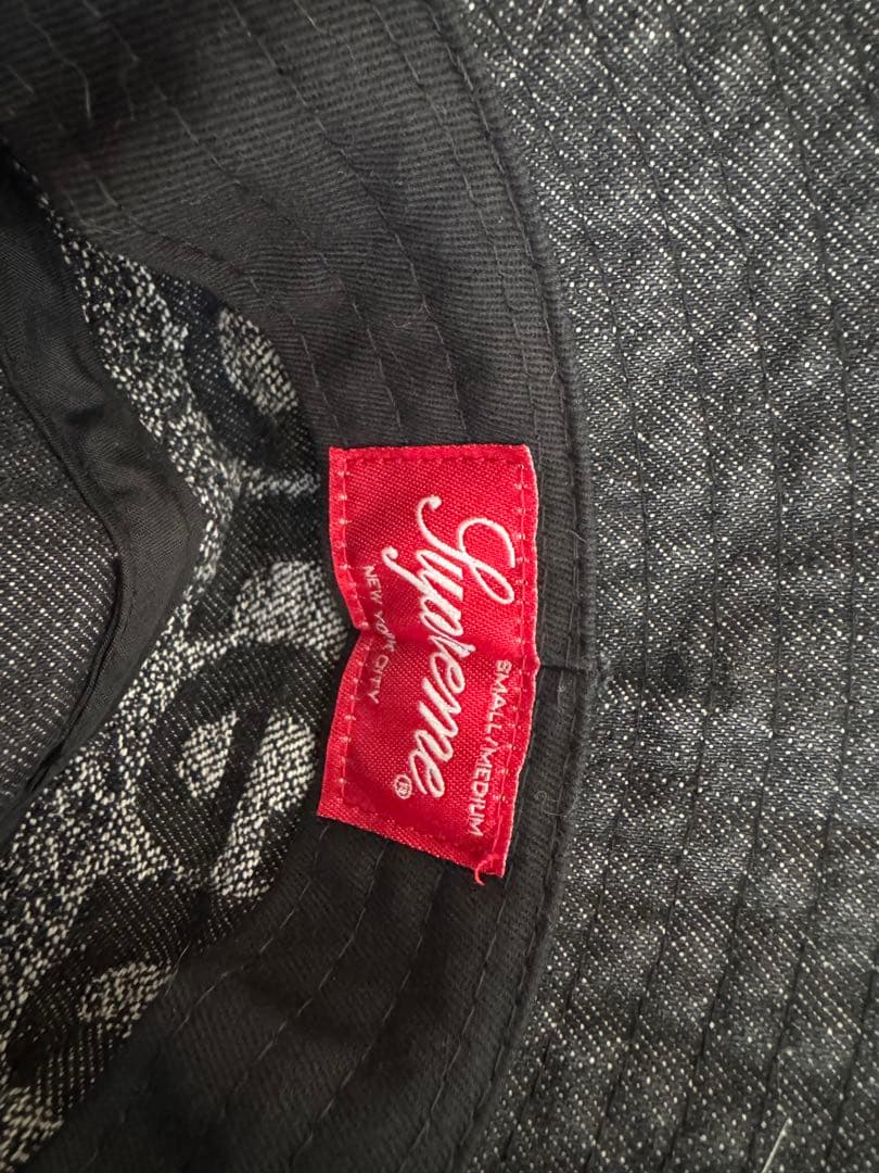 美品 即日発送 Supreme バケットハット M ブラック/グレー