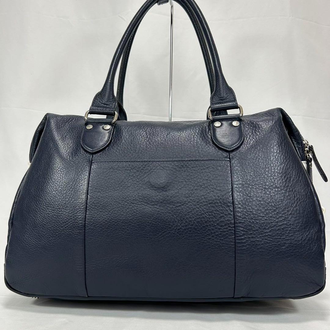 【美品】ブラックレーベル クレストブリッジ ボストンバッグ レザー 手提げ 紺