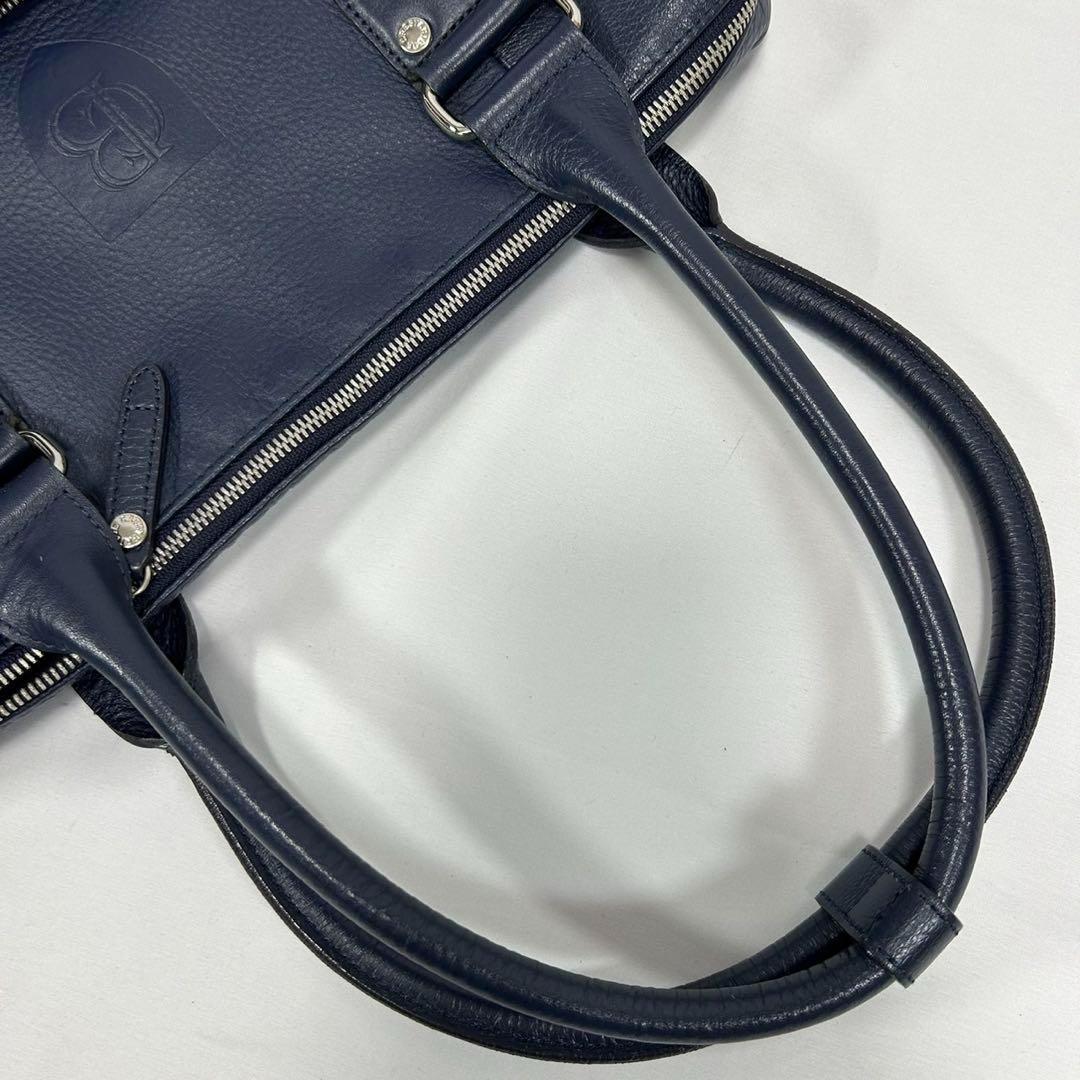 【美品】ブラックレーベル クレストブリッジ ボストンバッグ レザー 手提げ 紺