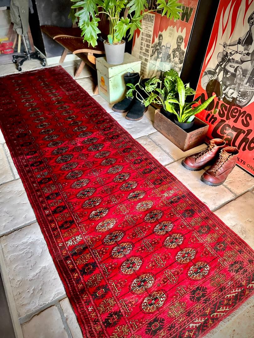 トライバルラグ　ヴィンテージラグ　トルクメン　ランナーサイズ　プリミティブアート