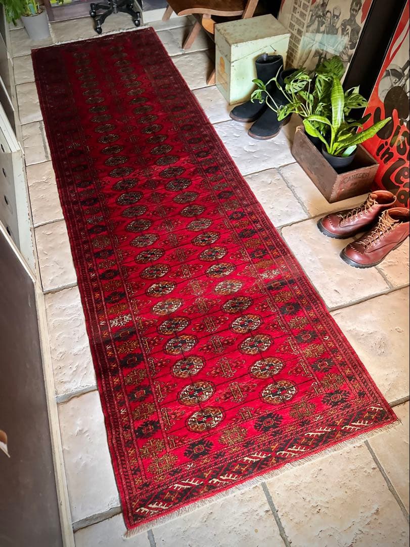 トライバルラグ　ヴィンテージラグ　トルクメン　ランナーサイズ　プリミティブアート