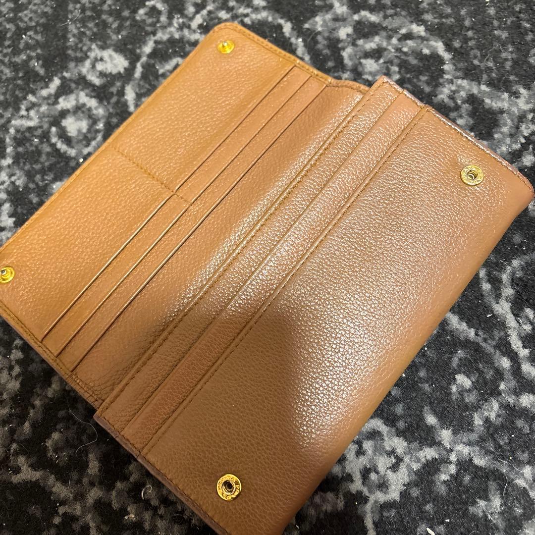 PRADA プラダ 二つ折り 長財布　茶色 ブラウン パスケース シボ革　希少品